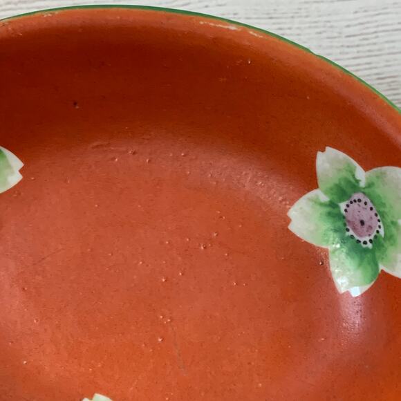 Vintage Hand Painted Red Lotus Flower Oval Japanese Bowl Serving Dish Handles - Picture 10 of 16